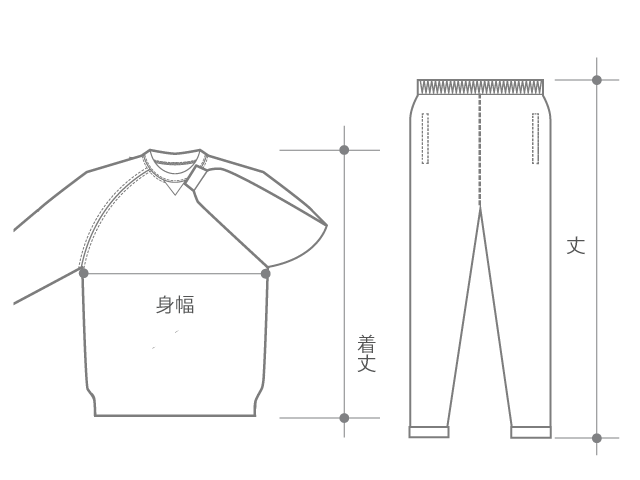 フーディ&スウェットシャツ/パンツ 寸法図
