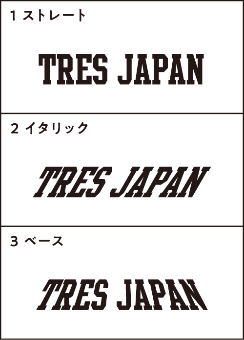 トレスジャパン バスケユニフォーム用フォントスタイル1