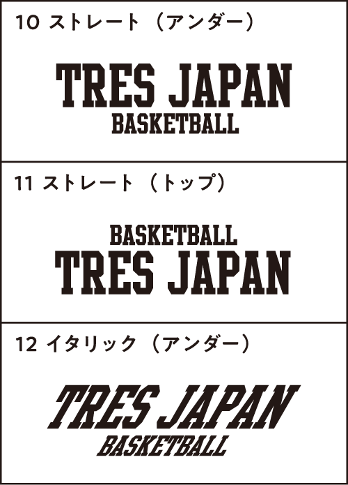 トレスジャパン バスケユニフォーム用フォントスタイル4