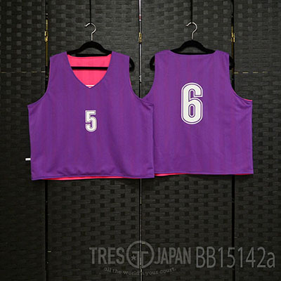 スポーツ用リバーシブルビブス（紫+ピンク）